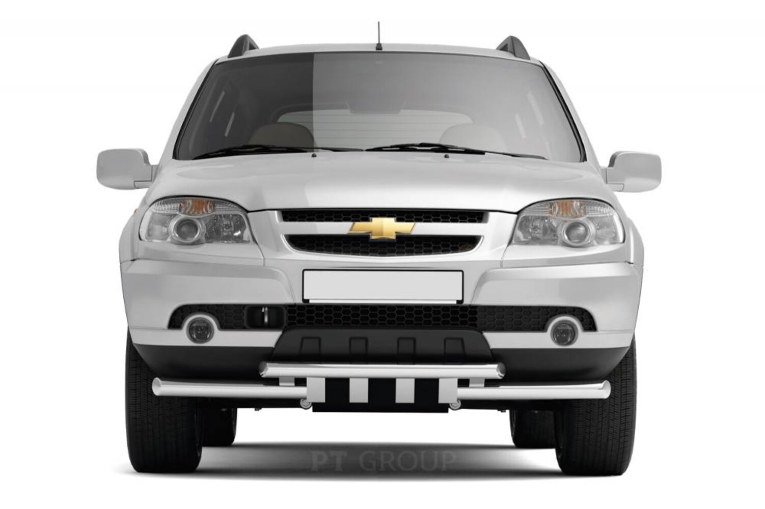 Защита переднего бампера двойная с зубьями Ø63/51 мм (НПС) Chevrolet NIVA с 2009